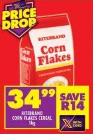 Shoprite Ritebrand Corn Flakes Cereal 1kg offer
