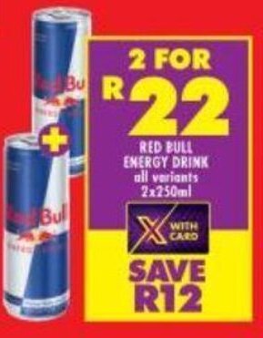 Shoprite Red Bull Energy Drink all variants 2 x 250ml offer
