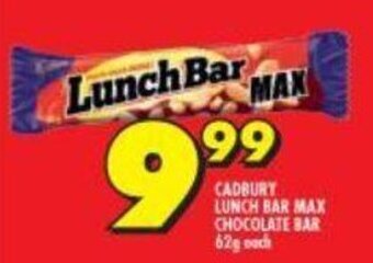 Shoprite Cadbury Lunch Bar Max Chocolate 62g offer