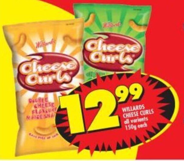 Willards Cheese Curls all variants 150g offer at Shoprite