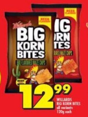 Shoprite Willards Big Korn Bites all variants 120g offer