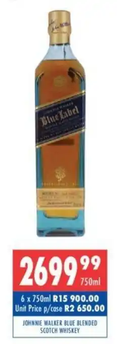 Ultra Liquors Johnnie Walker Blue Blended Scotch Whiskey 750ml offer