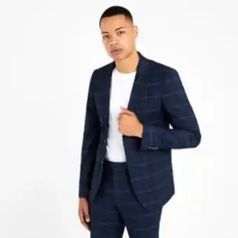 Markham Mkm blue skinny tonal check suit jacket offer