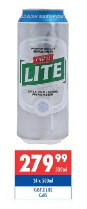 Ultra Liquors Castle Lite cans 24 x 500ml offer