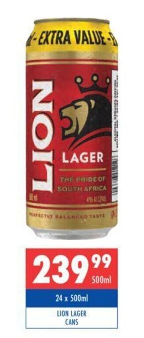 Ultra Liquors Lion Lager cans 24 x 500ml offer