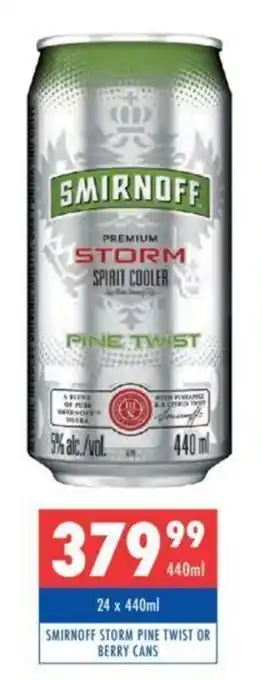 Ultra Liquors Smirnoff Storm Pine Twist or Berry cans 24 x 440ml offer