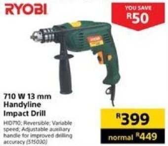 Builders Warehouse Ryobi 710W 13mm Handyline impact Drill offer