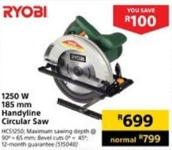 Builders Warehouse Ryobi 1250W 185mm Handyline Circular Saw offer