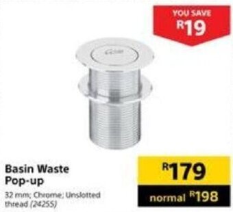 Builders Warehouse Basin Waste Pop-Up offer