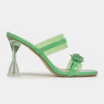 Women's green and clear heels
