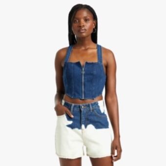 The FIX Women's dark wash fix(ed) front zip denim top offer