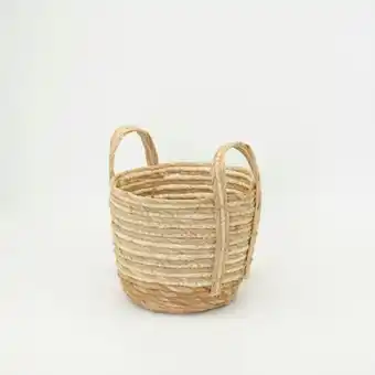 Whitehouse Bulrush & maize mix striped basket - tan offer