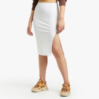 Women's white midi skirt with slit