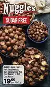 Food Lover's Market Nuggles sugar free: dark choc peanuts, dark choc raisins, milk choc peanuts-per 100g offer