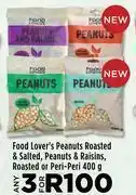 Food Lover's Market Food lover's peanuts roasted & salted, peanuts & raisins, roasted or peri peri-for any 3 x 400g offer