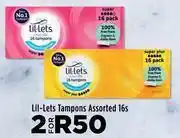 Food Lover's Market Lil-lets tampons assorted-for 2 x 16s offer