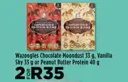 Food Lover's Market Wazoogles chocolate moondust 33g, vanilla sky 33g or peanut butter protein 40g-for 2 offer