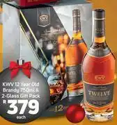 Game Kwv 12 year old brandy 750ml & 2-glass gift pack offer