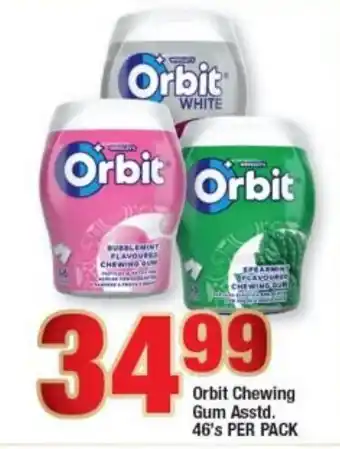 OK Foods Orbit Chewing Gum asstd 46's per pack offer