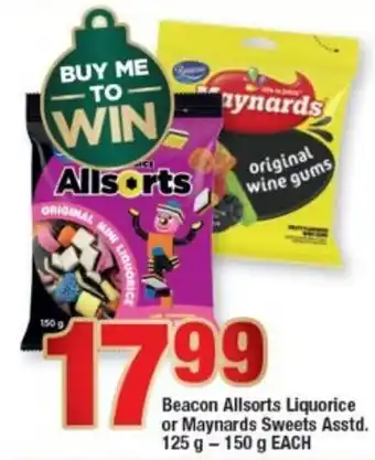 OK Foods Beacon Allsorts Liquorice or Maynards Sweets assts 125g - 150g offer