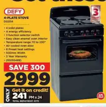 HiFi Corp DEFY - 4-Plate Stove DSSS14 - 10055489 offer