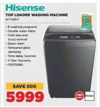 HiFi Corp Hisense - Top Loader Washing Machine WTX1302T - 10117098 offer