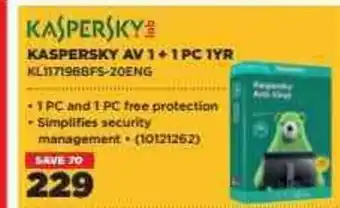 HiFi Corp Kaspersky - AV 1 + 1 PC 1YR - 10121262 offer