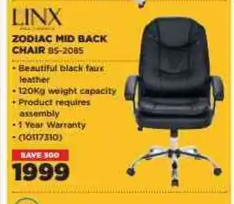 HiFi Corp LINX - Zodiac Mid Back Chair BS-2085 - 10117310 offer