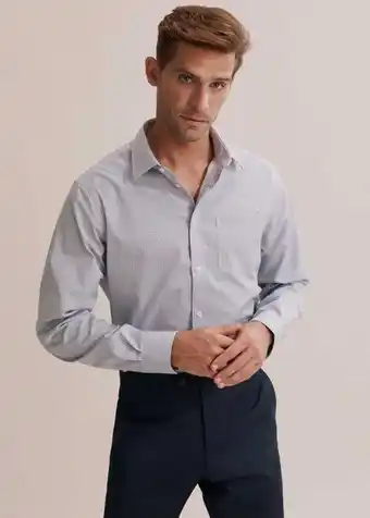 Regular fit windowpane travel shirt