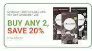 Cocoa fair 100% dark, 85% dark, 95% dark chocolate 100g-any 2