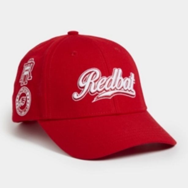 Redbat embroidered structured red cap offer at Sportscene