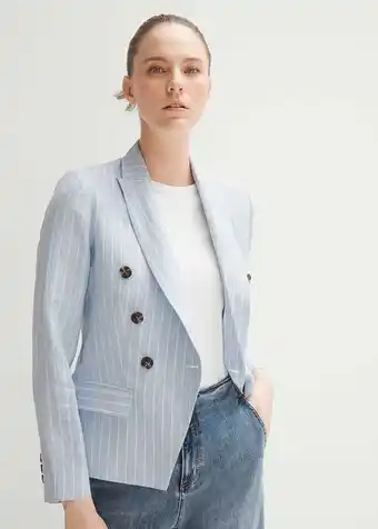 Woolworths Linen yarn dyed stripe double breasted blazer offer
