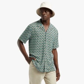 Markham Mkm green printed viscose retro shirt offer
