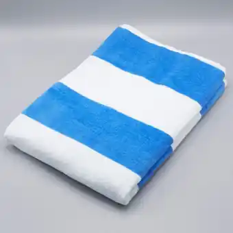 Whitehouse Cabana striped velour beach towel - blue offer