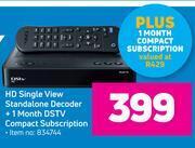 Game Dstv hd single view standalone decoder + 1 month dstv compact subscription offer