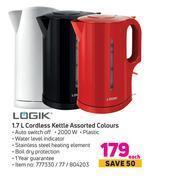 Game Logik 1.7l cordless kettle assorted colours-each offer