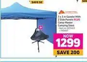 Game Ozark taril 3 x 3m gazebo with 2 side panels plus campmaster camping stool offer