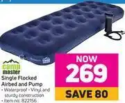 Game Campmaster single flocked airbed and pump offer