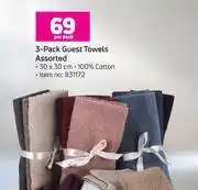 Game 3 pack guest towels assorted-30 x 30cm per pack offer