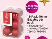 Game 12 pack 40mm baubles-per pack offer