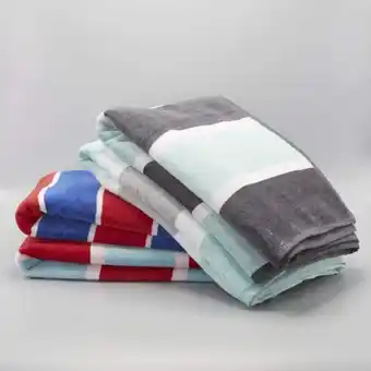 Whitehouse Cotton bay velour stripe beach towel - blue / red offer