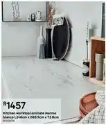 Leroy Merlin Blanco Marmo Kitchen Worktop Laminate L246cm x D63.5cm x T3.8cm offer