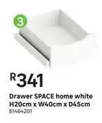 Leroy Merlin Space Drawer Home (White) H20cm x W40cm x D45cm offer