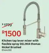 Leroy Merlin Delinia Thomas Nickel Brushed Chef Kitchen Tap Lever Mixer With Flexible Spray offer