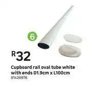 Leroy Merlin Cupboard Rail Oval Tube (White) With Ends D1.9cm x L100cm offer
