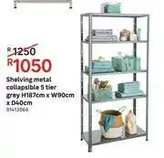 Leroy Merlin Shelving Metal Collapsible (5 Tier Grey) H187cm x W90cm x D40cm offer