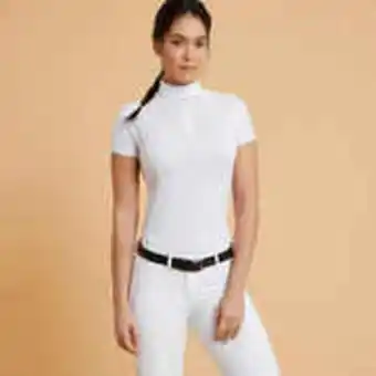 Women's short-sleeved horse riding show shirt 500 - white