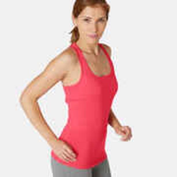Women's slimfit racer back cotton fitness tank top 500 pink offer at