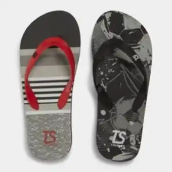 Junior grade school ts 2-pack soccer stripes black/grey/red thongs