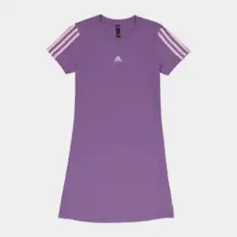 Totalsports Girls adidas lilac & white 3 striped dress offer